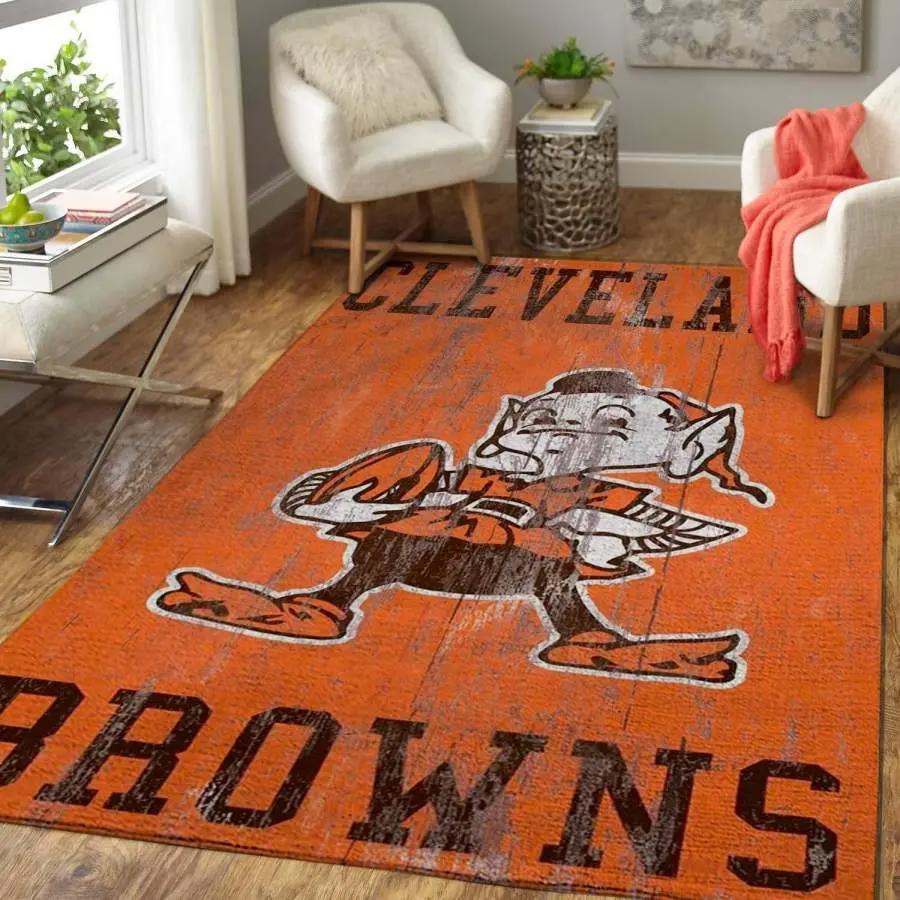 Cleveland browns nfl team logo area rug home decor bedroom living room decor Rectangle Rug