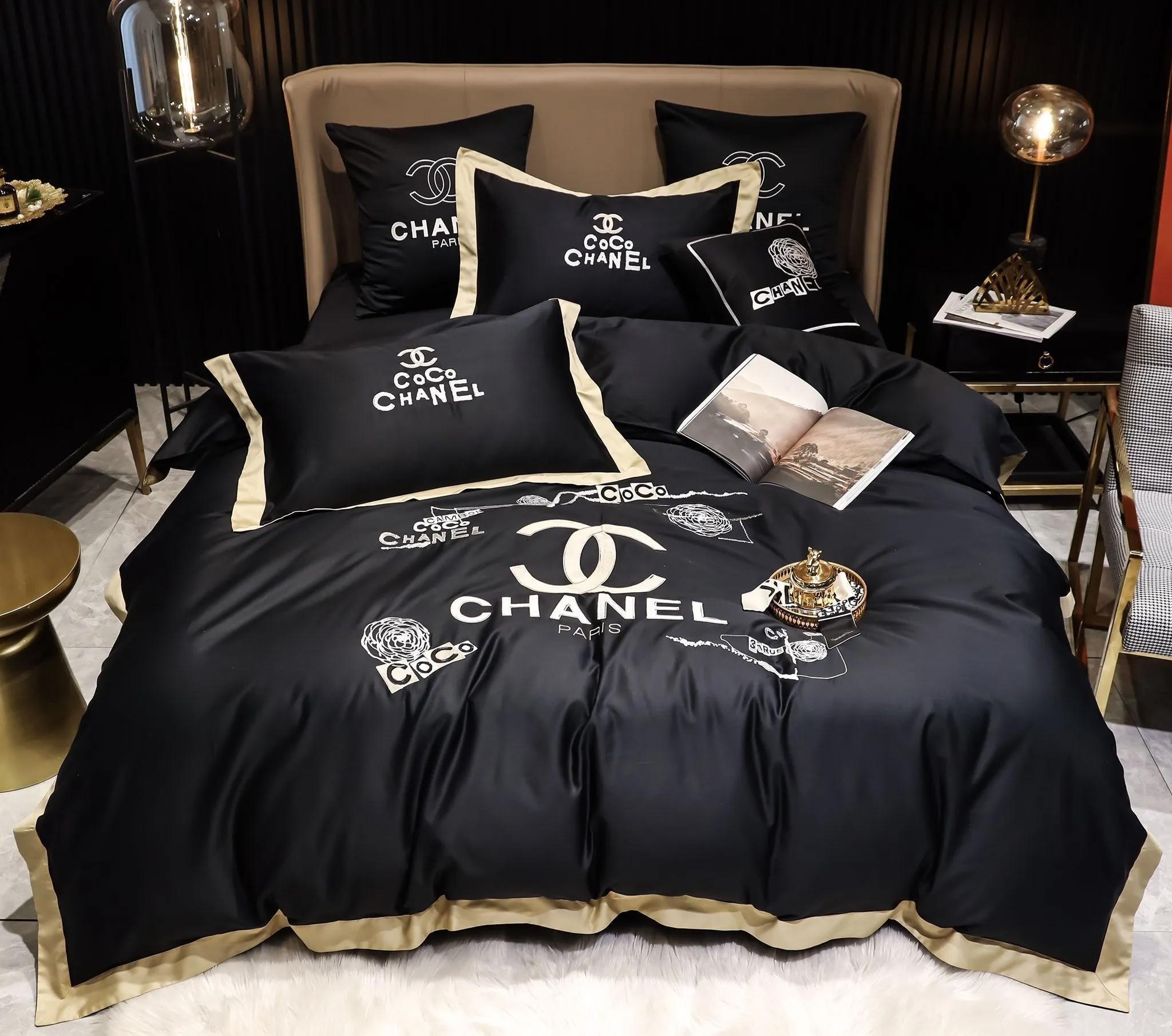 Coco chanel black luxury brand high-end ations Bedding Sets sheets bedspread bed linen home decor bedclothes Bedroom ideas duvet covers blankets