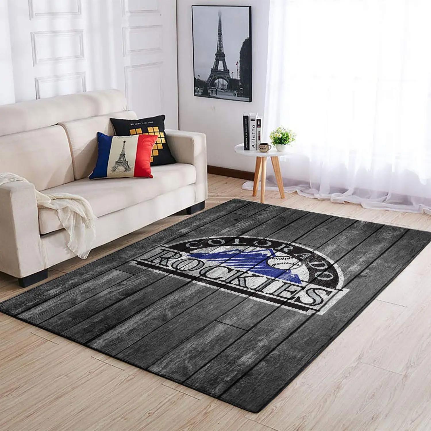 Colorado rockies wooden style mlb team logo area rug living room rug 1 Rectangle Rug