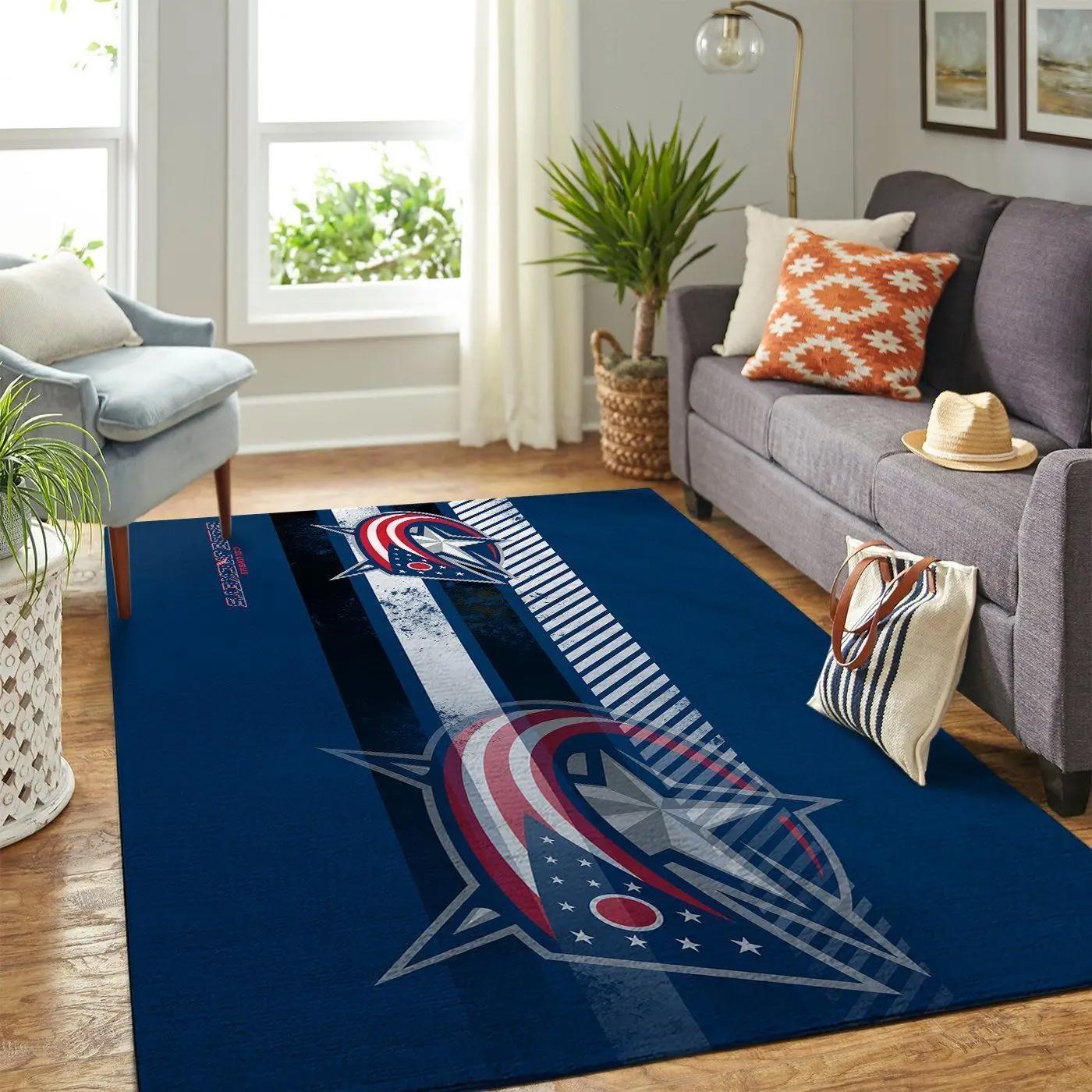 Columbus blue jackets nhl area rugs living room regtangle carpet Rectangle Rug