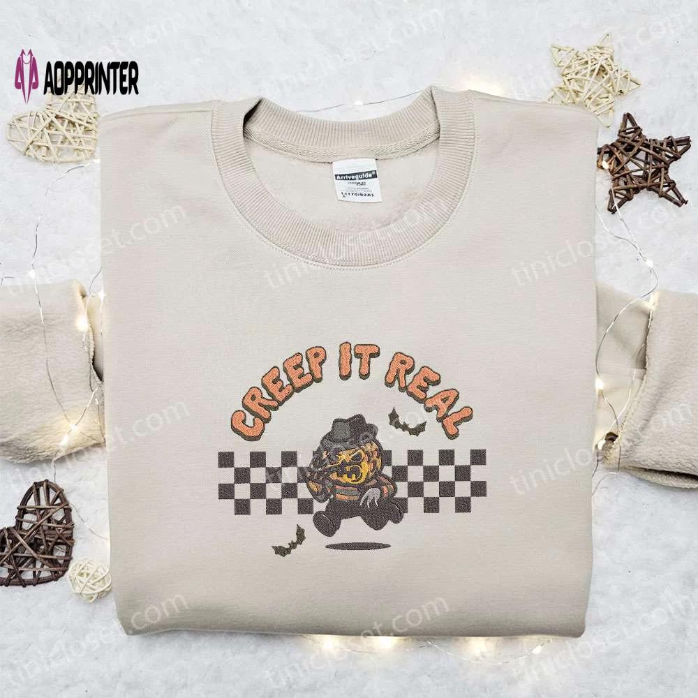 Creep it real freddy krueger pumpkin sweatshirt – nightmare on elm street halloween shirt best gift ideas Embroidered Shirt