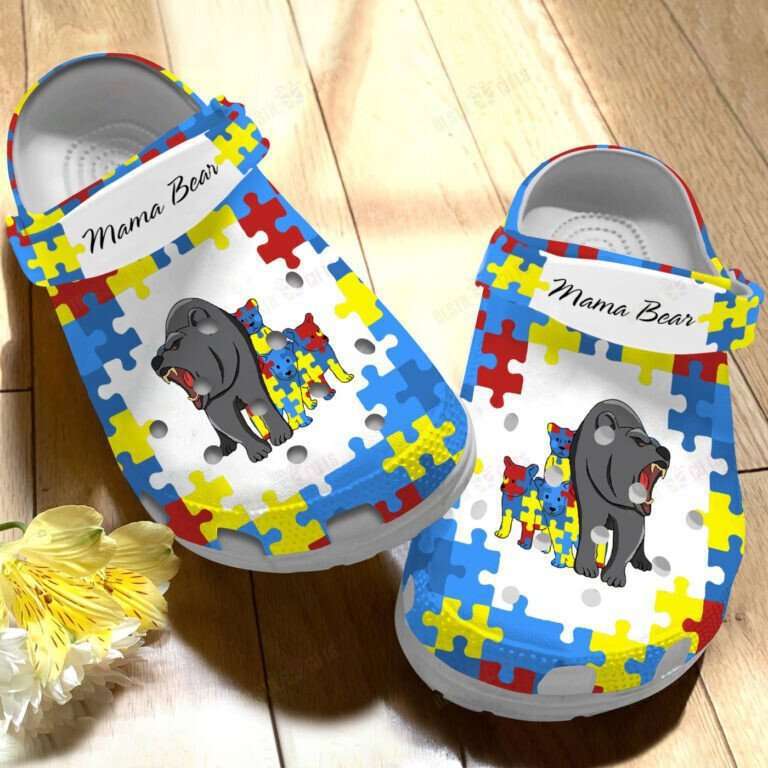 Crocs outfit - autism awareness day mama bear puzzle pieces mother’s day crocs crocband clog shoes - 125 Crocs Outfit