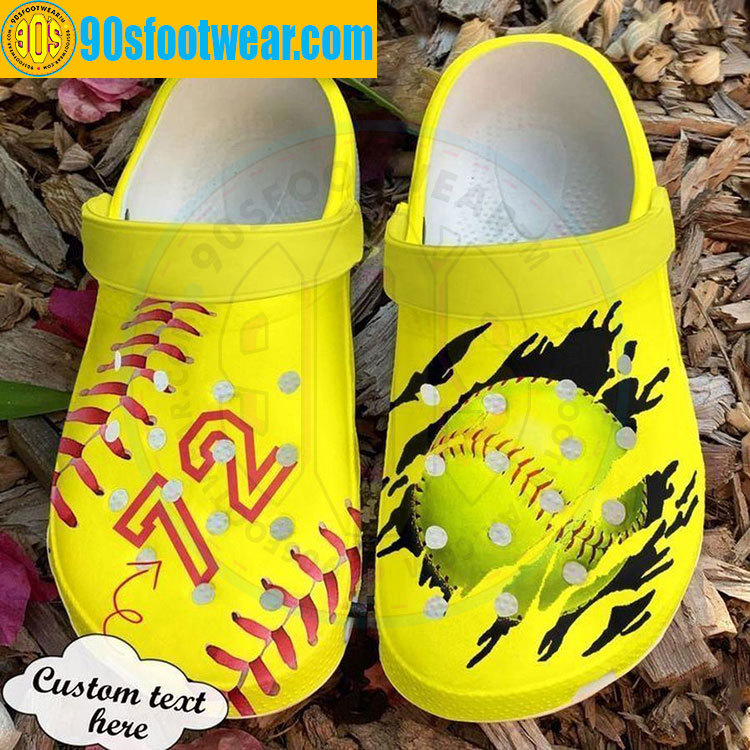 Crocs outfit - custom softball crocs – scratch yellow personalized softball classic clog - 490 Crocs Outfit