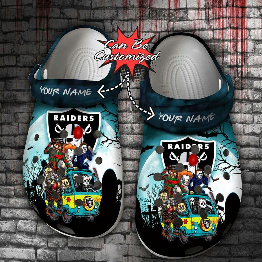 Crocs outfit - halloween crocs personalized las vegas raiders horror friends van with clown retro scary movie villains clogs crocband shoes - 958 Crocs Outfit