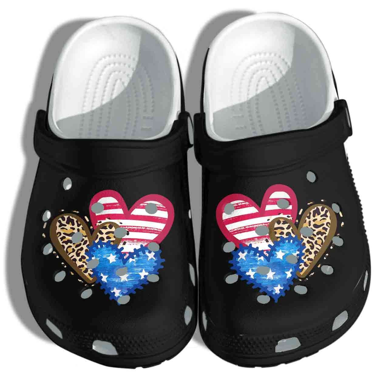 Crocs outfit - leopard american flag hearts 4th of july crocs crocband clogs - 1351 Crocs Outfit