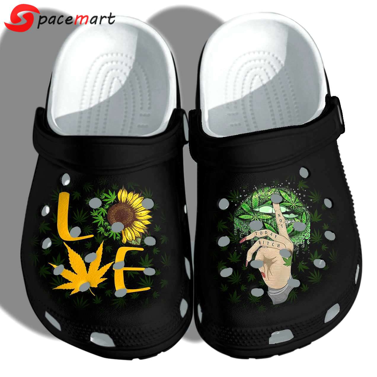 Crocs outfit - love sunflower weed funny shut up lip funny weed not today crocs crocband clog shoes - 1379 Crocs Outfit
