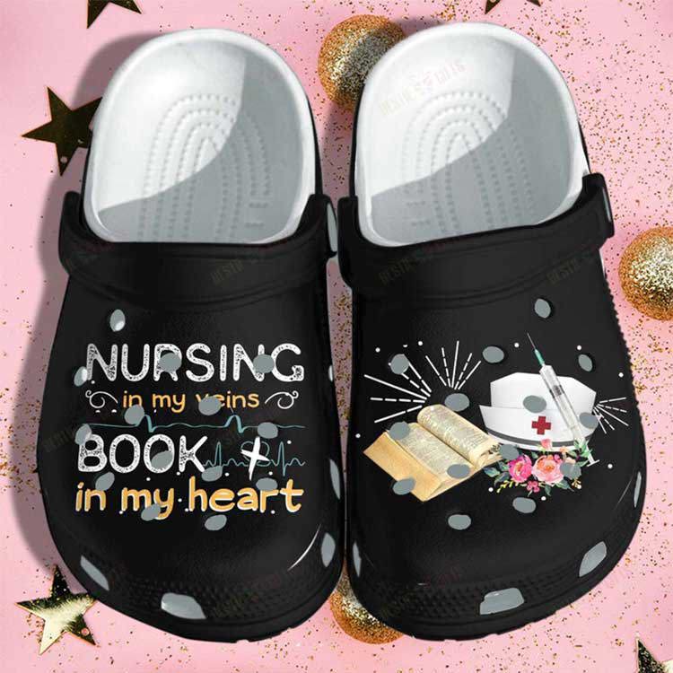 Crocs outfit - nursing book lover indoor nurse is veins book in heart crocs classic clogs shoes - 1582 Crocs Outfit