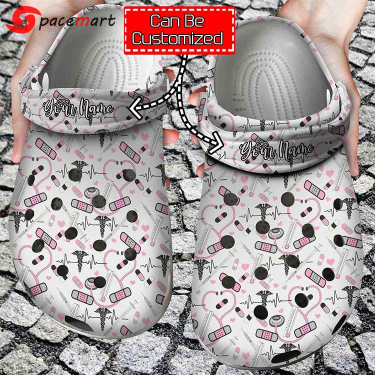 Crocs outfit - personalized cute pink stethoscope nurse clog crocs shoes - 1695 Crocs Outfit