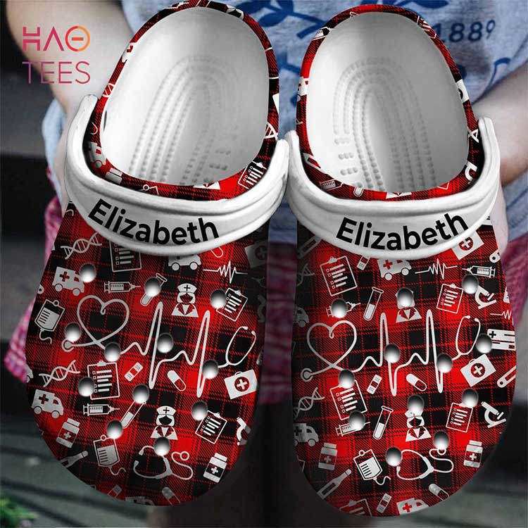 Crocs outfit - personalized nurse crocs clogs shoes with nursing symbols read plaid theme - 1790 Crocs Outfit