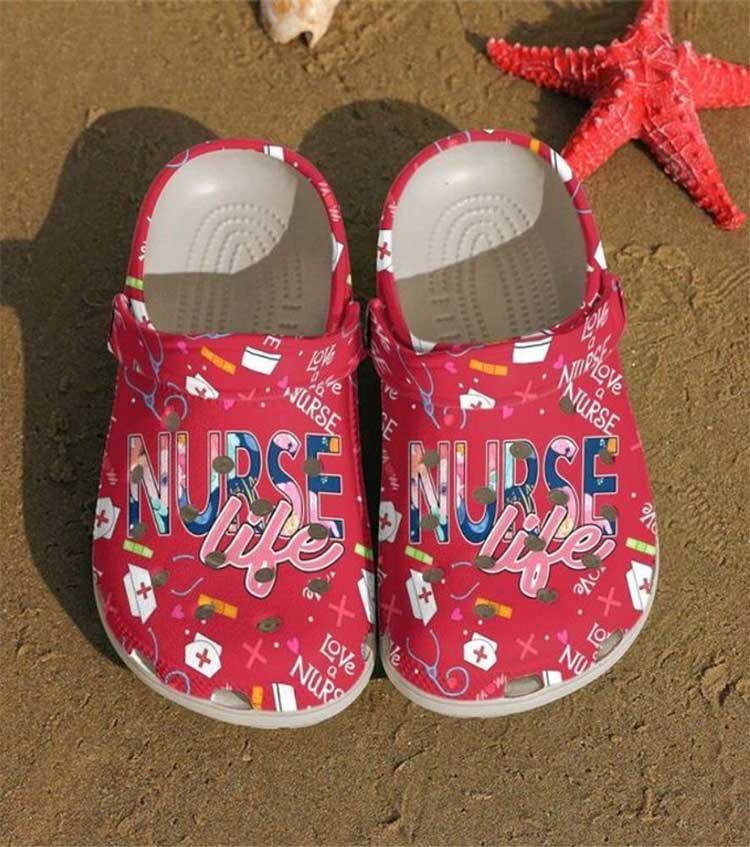 Crocs outfit - red love a nurse nurselife clog crocs shoes - 1974 Crocs Outfit