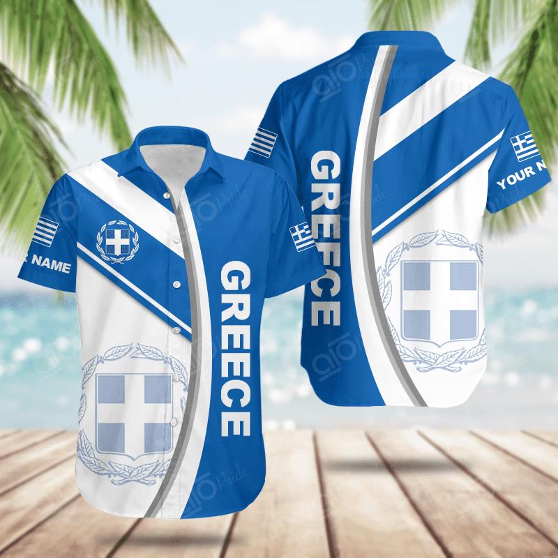 Custom name greece basic form hawaiian shirt Hawaii Shirt Shorts & Flip Flops