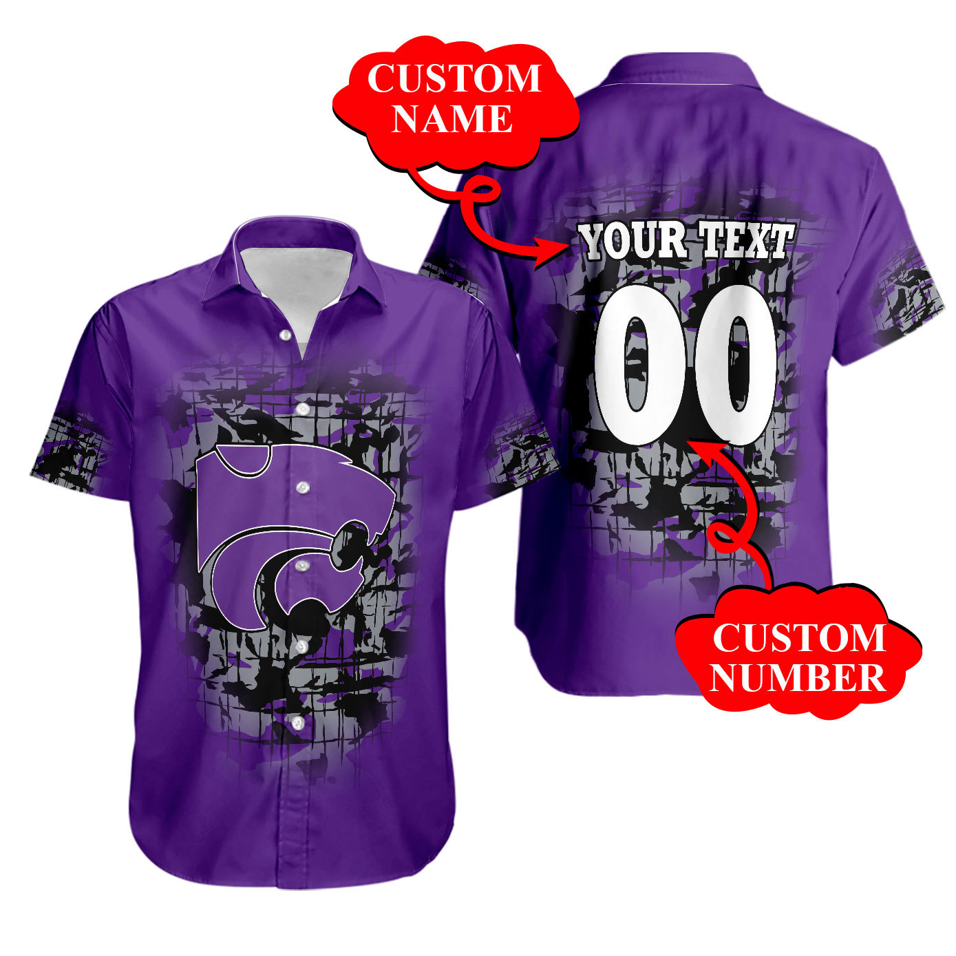 Custom name number kansas state wildcats hawaiian shirt Hawaii Shirt Shorts & Flip Flops