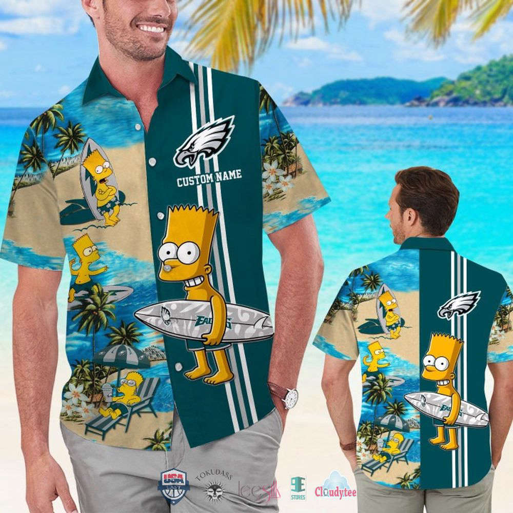 Custom name philadelphia eagles bart simpson hawaiian shirt for men women Hawaii Shirt