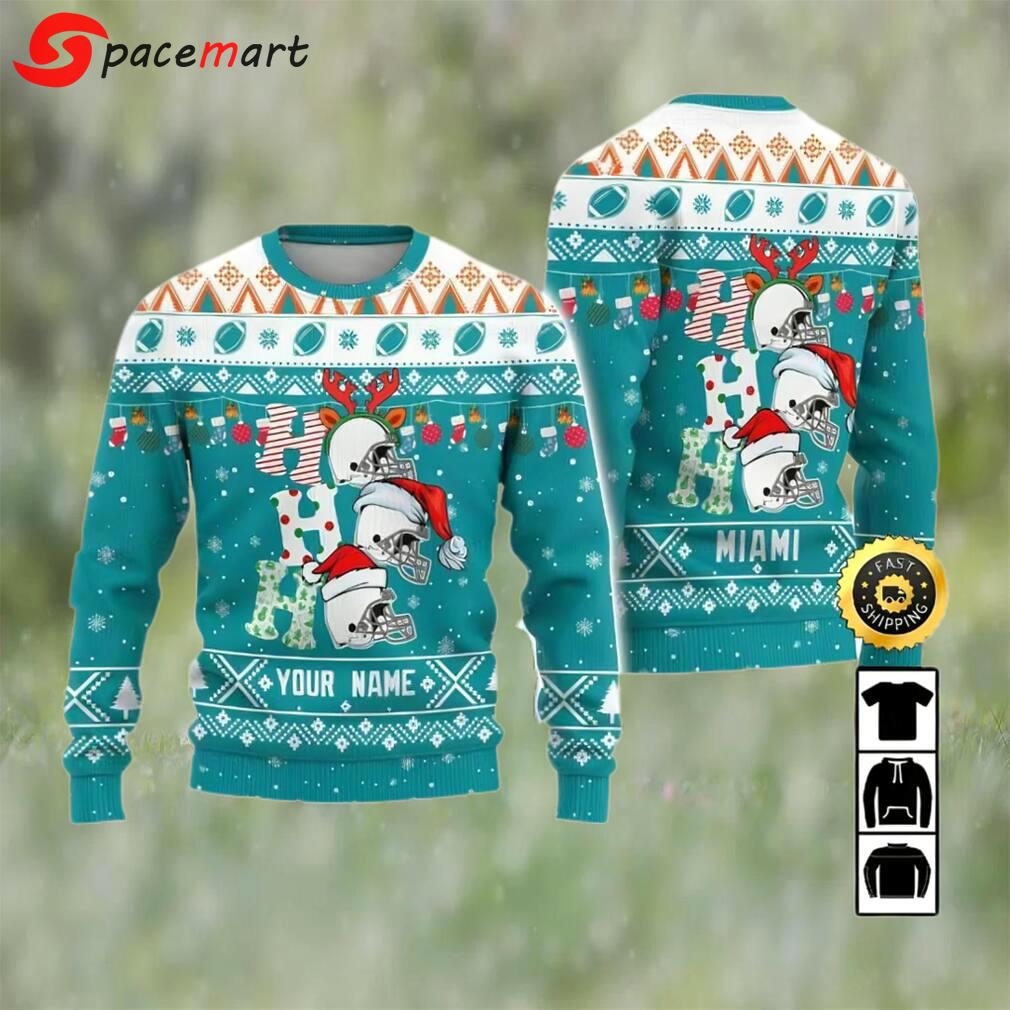 Customized miami dolphins ugly christmas sweater, faux wool sweater, national football league, gifts for fans football nfl, football 3d ugly sweater, merry xmas ? prinvity Christmas Ugly Sweater