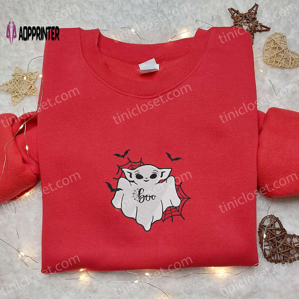 Cute baby yoda boo ghost shirt & hoodie: perfect halloween gift ideas Embroidered Shirt
