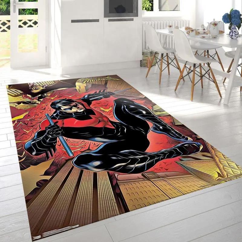 Dc comics nightwing jump area rug living room and bed room rug rug regtangle carpet floor decor home decor Rectangle Rug