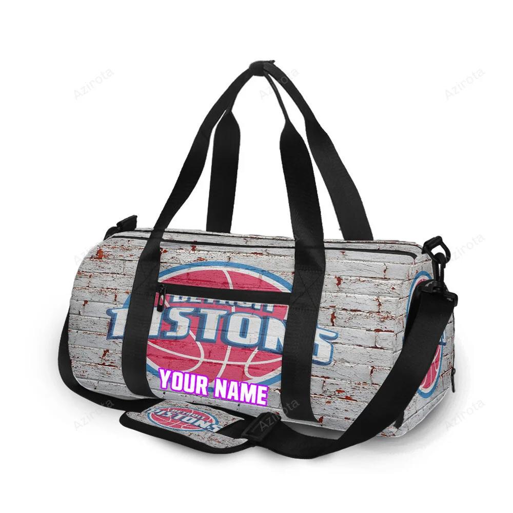 Detroit pistons white brick wall personalized name travel bag gym bag 1086 Travel Bag
