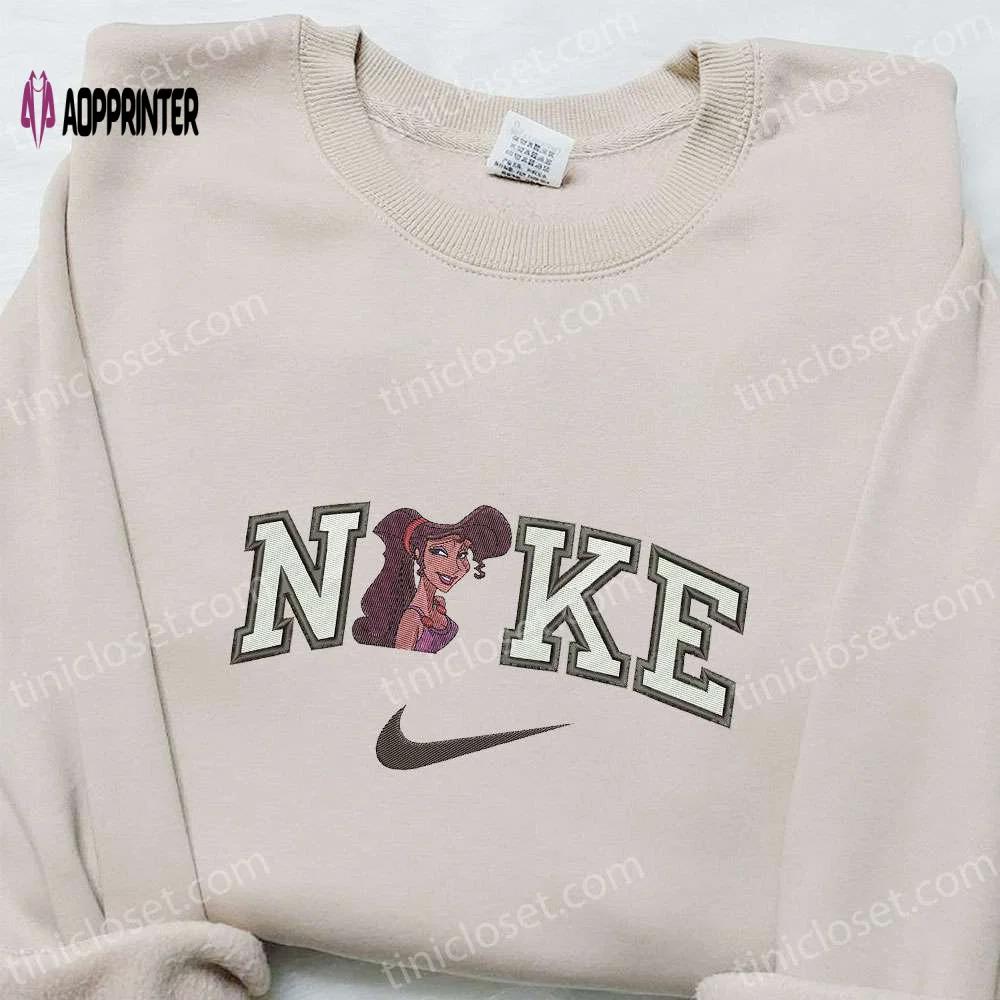Disney characters embroidered tshirt megara x nike cartoon shirt nike inspired embroidery Embroidered Shirt