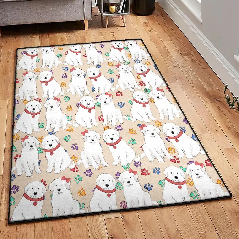Dog lovers large area rugs, great pyrenees dogs red rug Rectangle Rug
