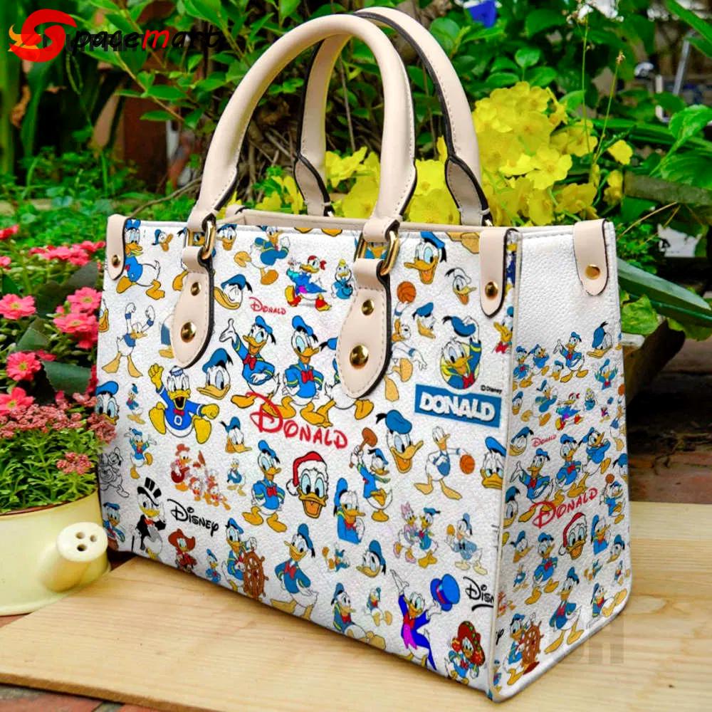 Donald duck 2 leather handbag for women gift 4731 Women Leather Hand Bag