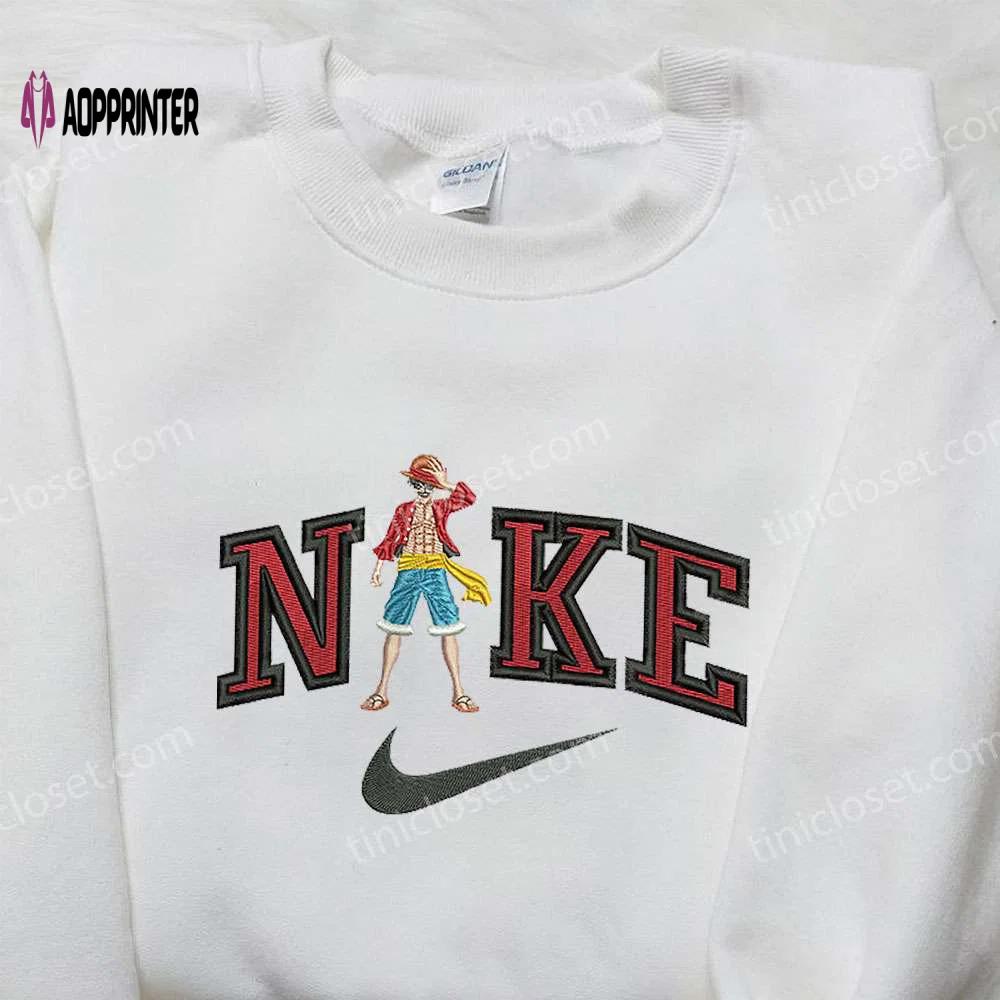 Exclusive nike x monkey d luffy embroidered shirt one piece sweatshirt & anime hoodie Embroidered Shirt