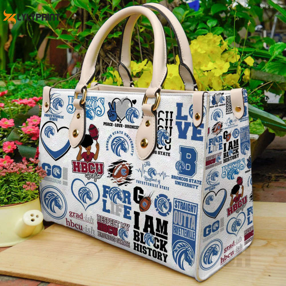 Fayetteville state university broncos leather handbag gift for women 4336 Women Leather Hand Bag