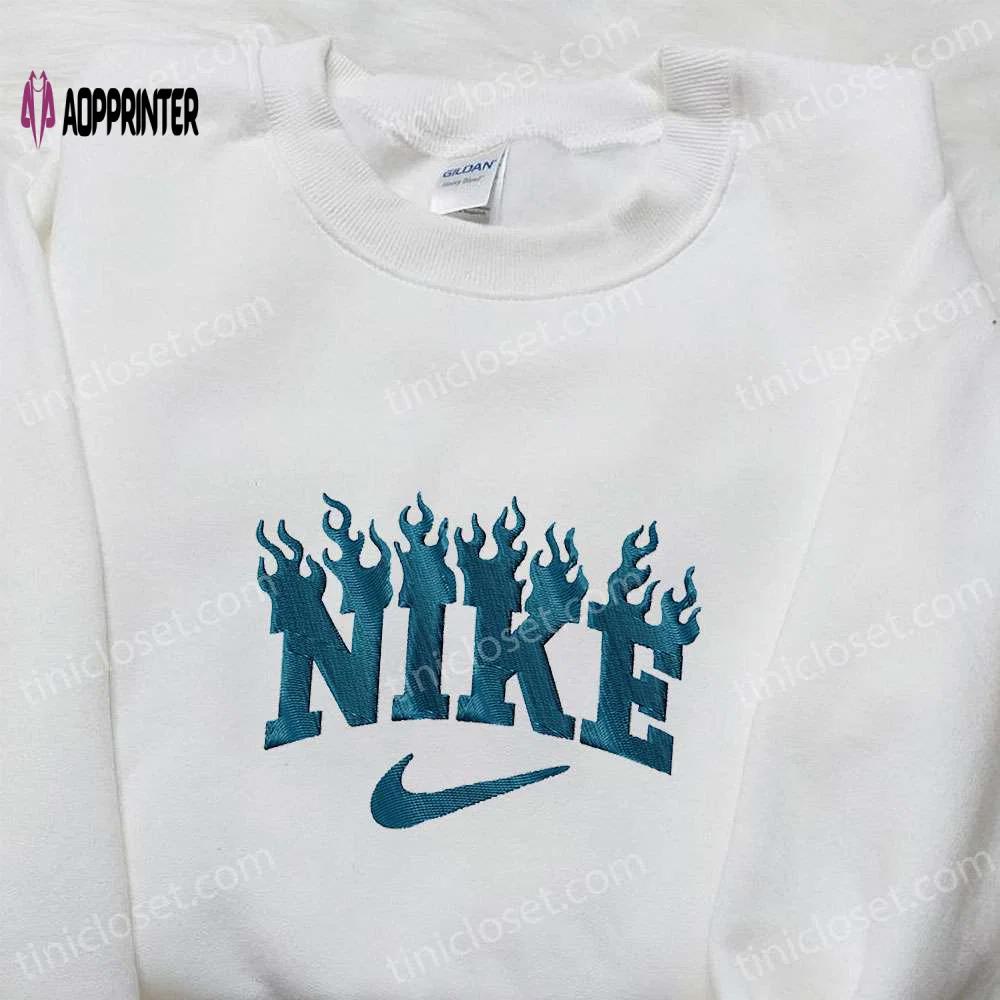 Fire x nike embroidered tshirt: best nike-inspired shirt perfect family gift Embroidered Shirt