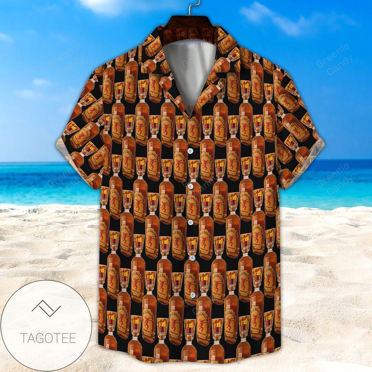 Fireball whisky bottle seamless all over print 3d unisex hawaiian shirt and beach short Hawaii Shirt Shorts & Flip Flops