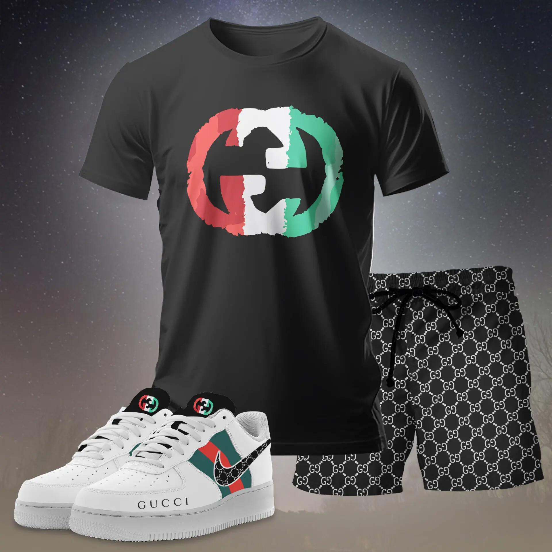 For the girls who love bold minimal logos, graphic circle logo tee outfit t-shirt – black with tricolor print | casual everyday outfit aesthetic ideas T-Shirt Short Sneakers Set