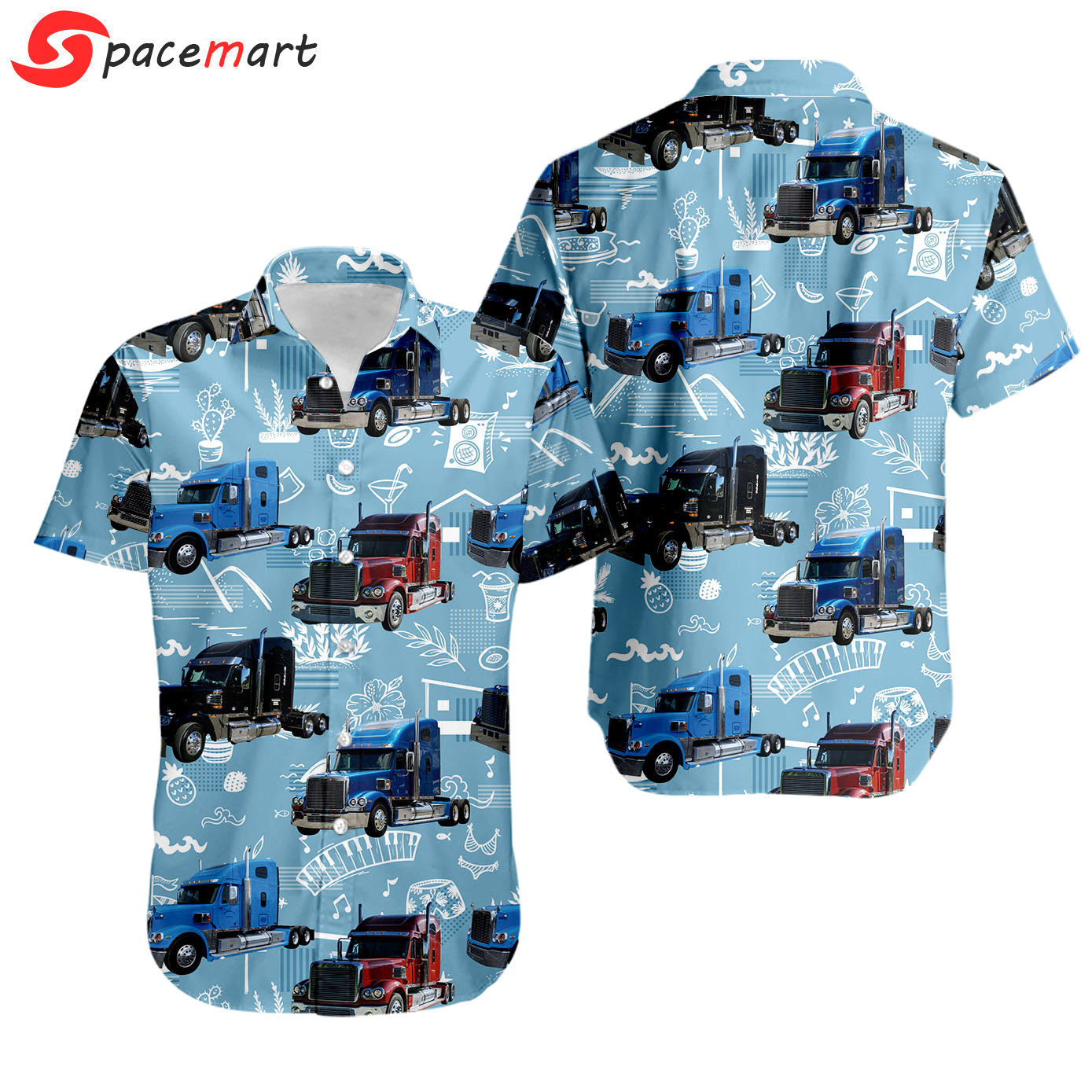 Freightliner coronado pocket hawaiian v6 hawaiian shirt Hawaii Shirt Shorts & Flip Flops