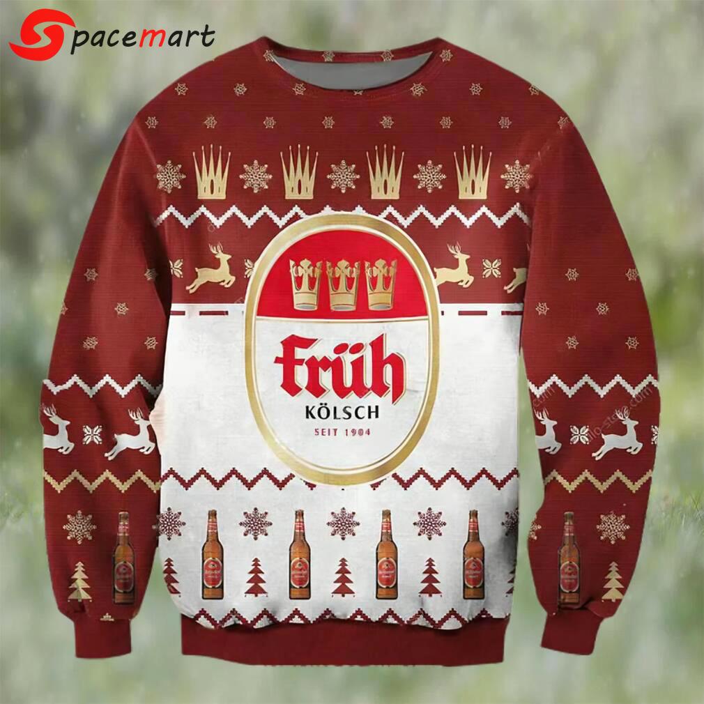 Fruh kolsch 1904 beer ugly christmas sweater, faux wool sweater, gifts for beer lovers, international beer day, best christmas gifts for 2022 ? prinvity Christmas Ugly Sweater
