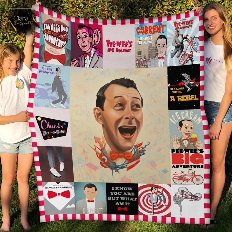 Funny pee-wee herman fleece blanket, mink sherpa blanket, pee-wee herman blanket, big adventure blanket, pee wee quilt Quilt Blanket