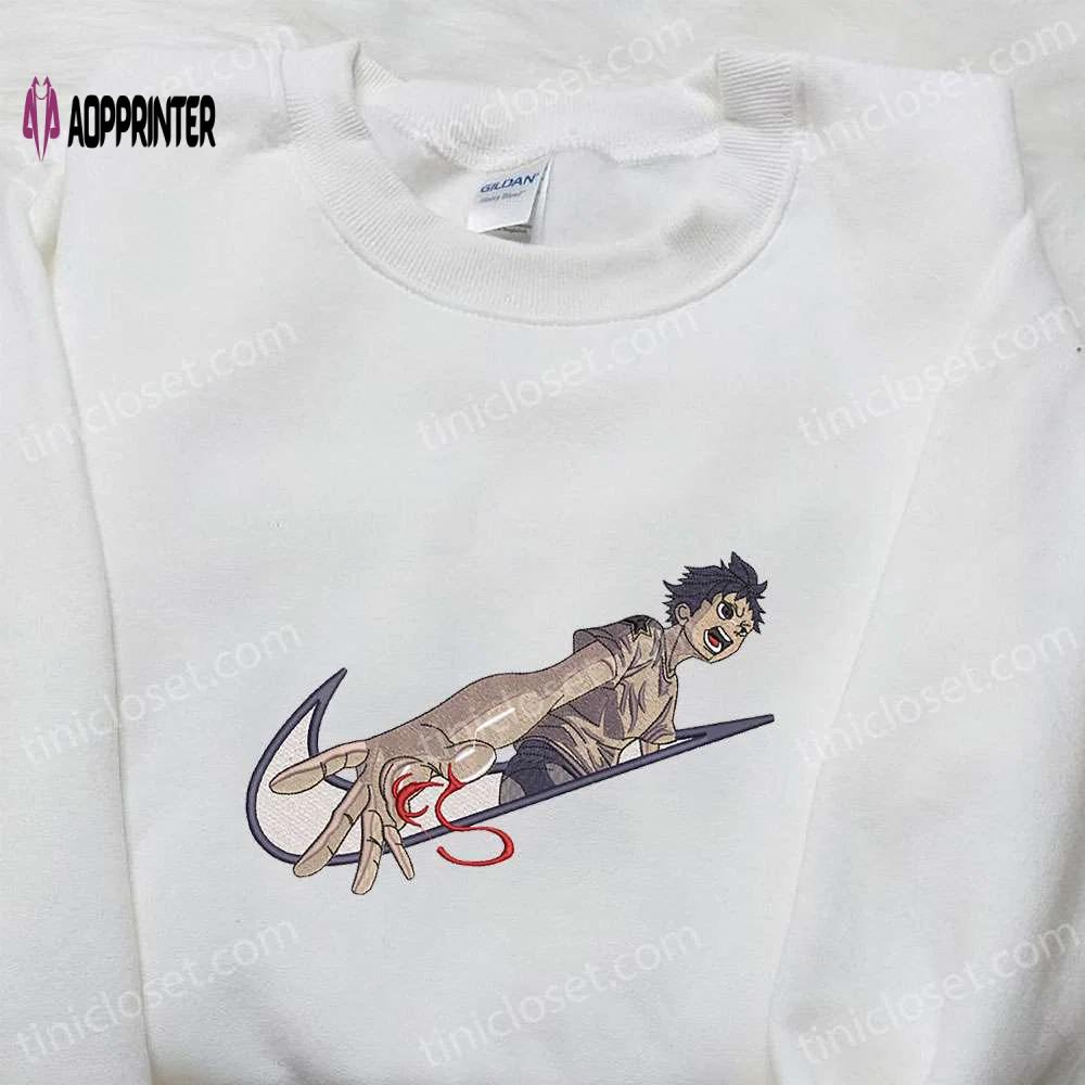 Ganta igarashi x nike swoosh anime embroidered shirt: deadman wonderland & nike inspired Embroidered Shirt