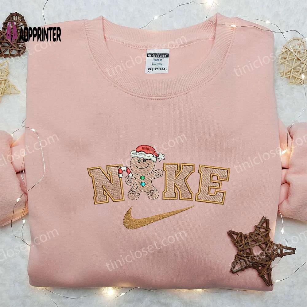 Get festive with gingerbread xmas x nike embroidered hoodie & shirt – best christmas gift ideas Embroidered Shirt