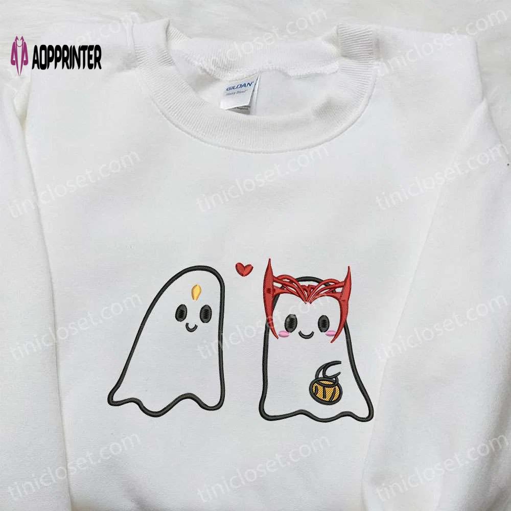 Ghost owl love embroidered shirt – cute halloween gift for halloween lovers Embroidered Shirt