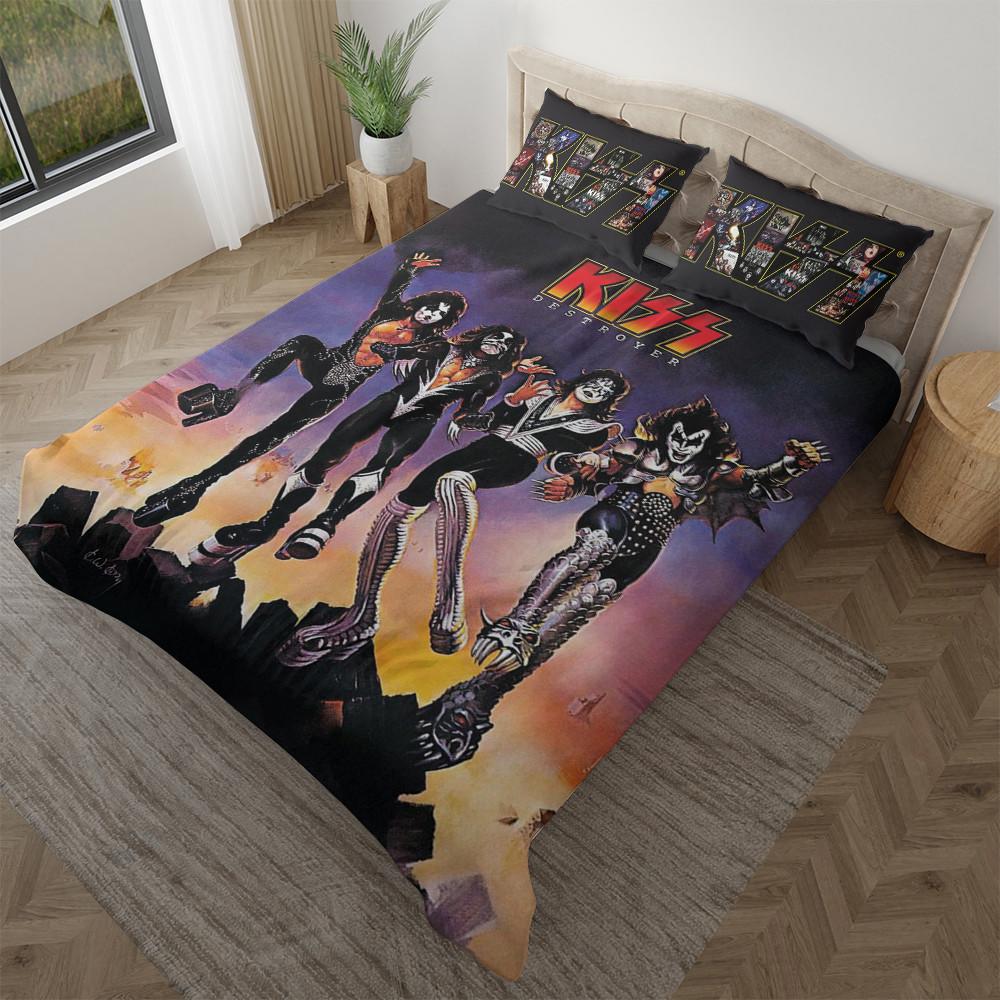 Gift idea for fans - kiss band album collage full  Bedding Sets home decor blankets duvet sheets bed linen bedspread Bedroom ideas covers bedclothes