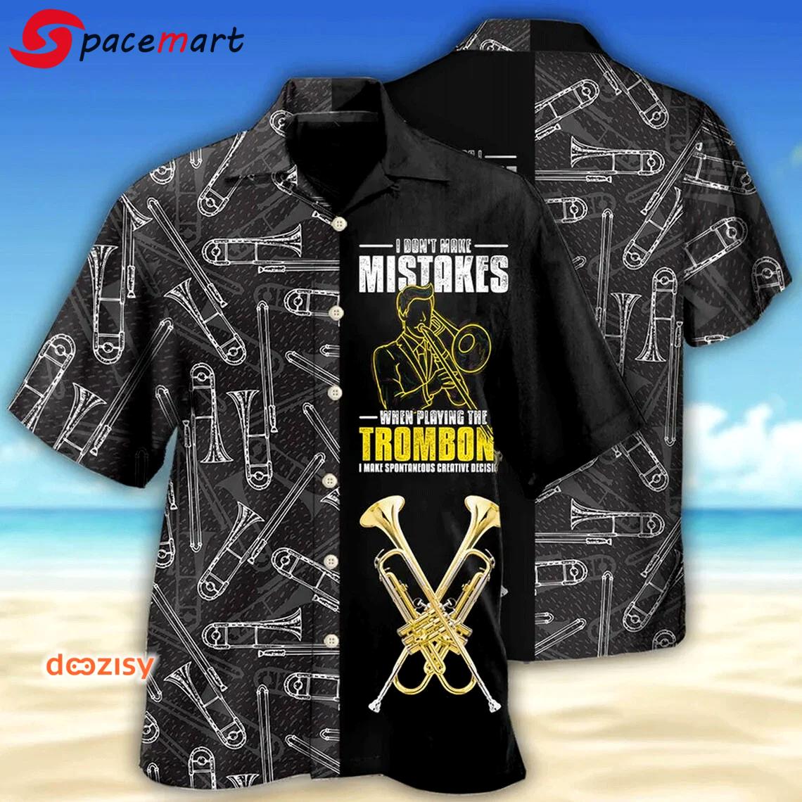 Golden trombone hawaiian shirt beach shirt gift for men and women summer trip Hawaii Shirt Shorts & Flip Flops
