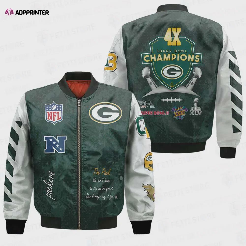 Green bay packers 4x champions design bomber jacket v1 Bomber Jacket