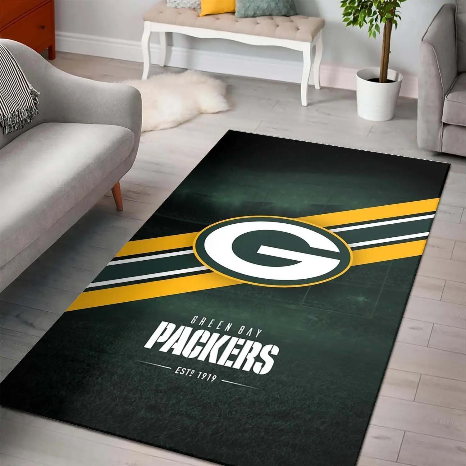 Green bay packers nfl football carpet living room rug regtangle carpet v1497 Rectangle Rug