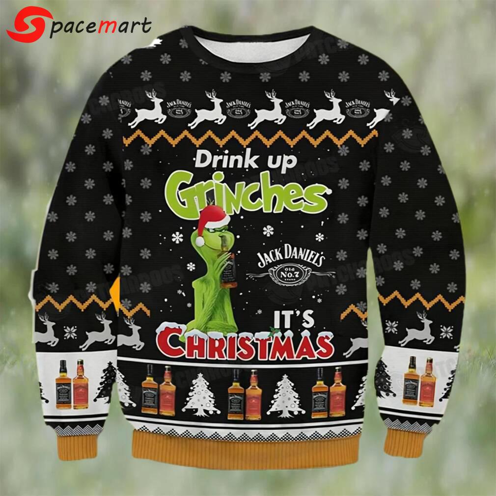 Grinch drink up ugly christmas sweater 3d funny gift Christmas Ugly Sweater