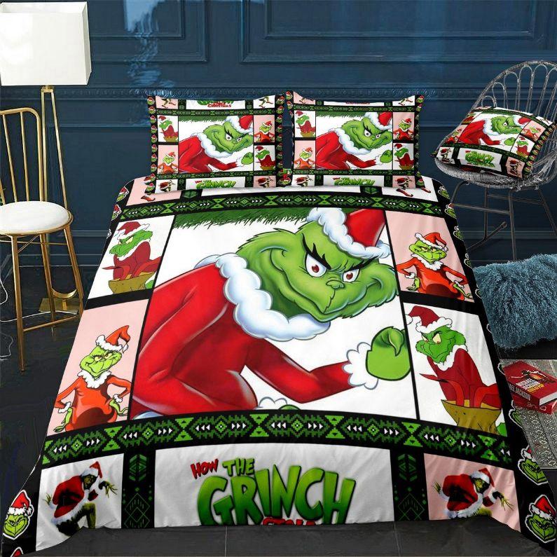 Grinch stole christmas holidays gift full  Bedding Sets covers Bedroom ideas duvet bed linen bedclothes home decor bedspread sheets blankets