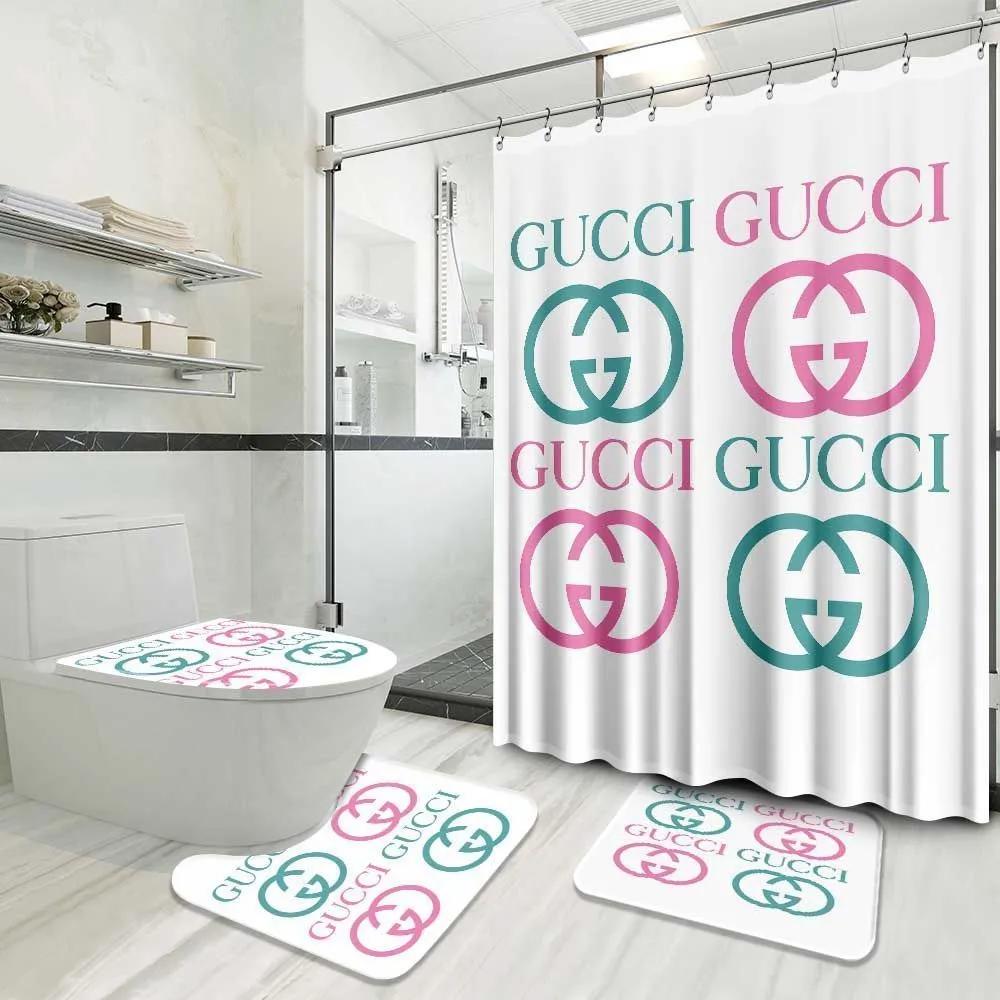Gucci bathroom set luxury shower curtain waterproof luxury brand with logo gucci 7 177 Bathroom Set
