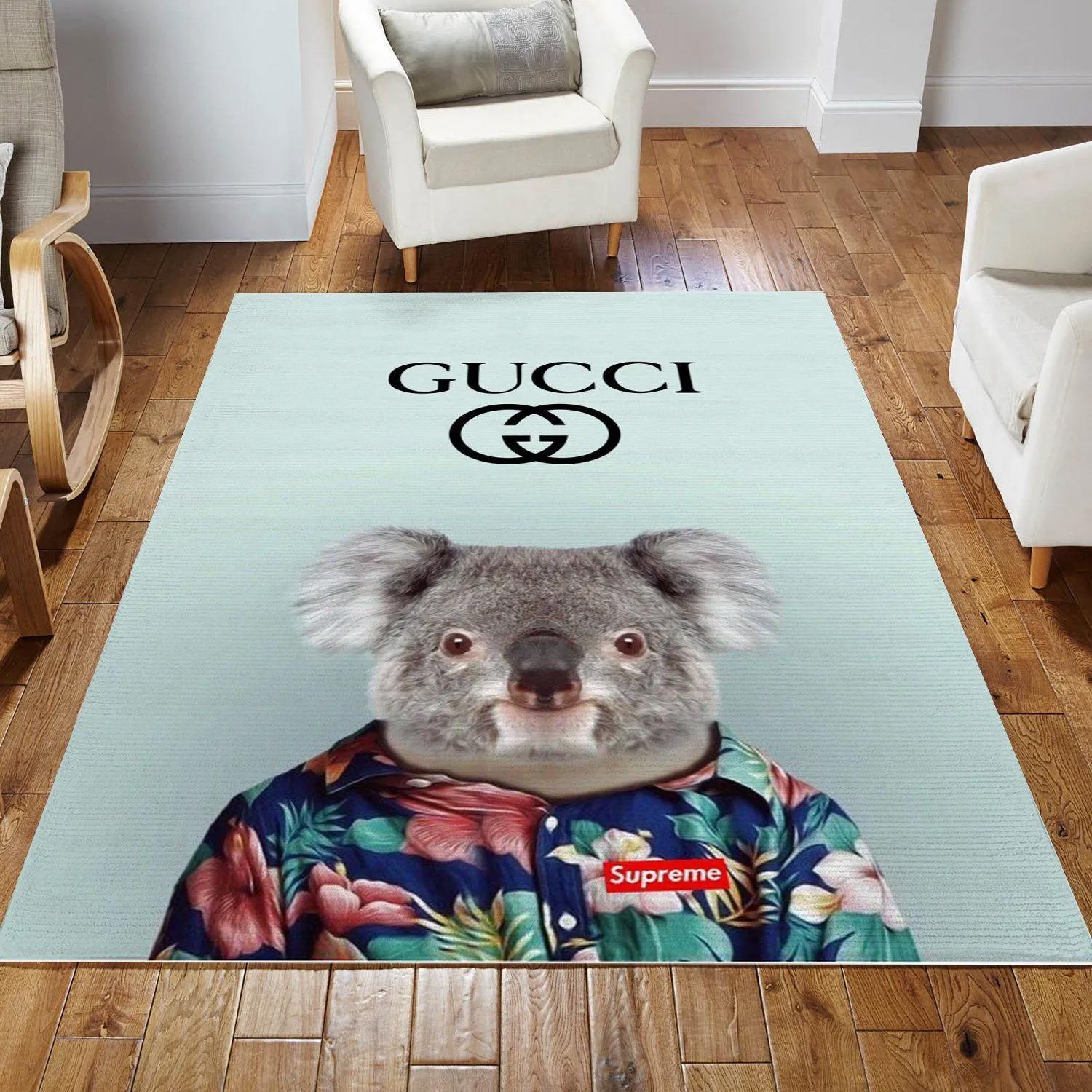 Gucci blue logo type 271. Upgrade Your Living Room with Luxury Home Decor: Area Carpets, Floor Decor, Door Mats, and Hot Gift Items with style a High-End Fashion Brand Rectangle Rug