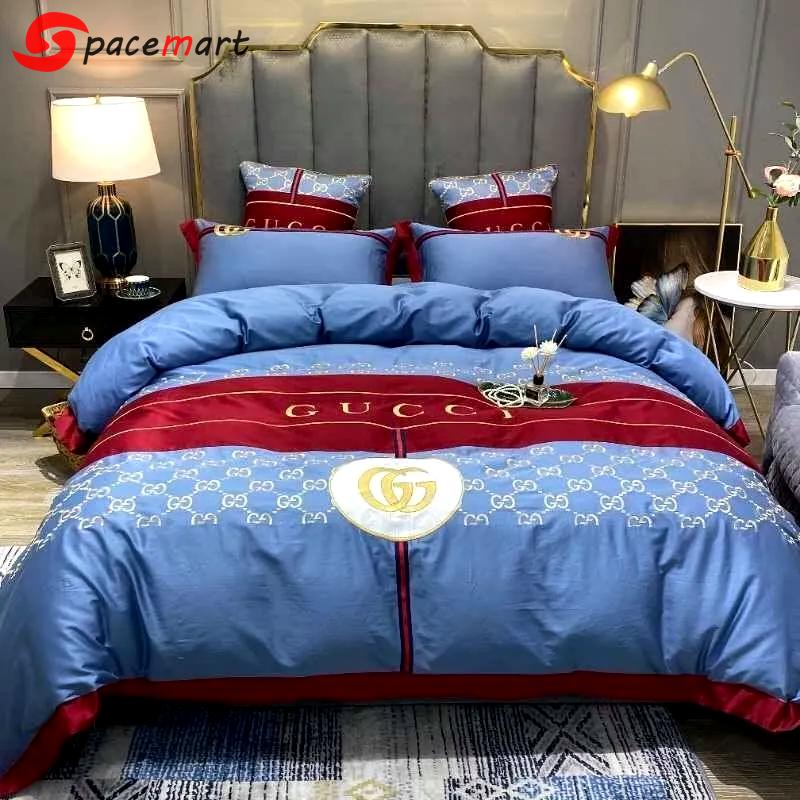 Gucci blue luxury brand high-end bedding sets, bedroom decor , thanksgiving decorations for home best luxury bed sets gift thankgivings and christmas Bedding Sets