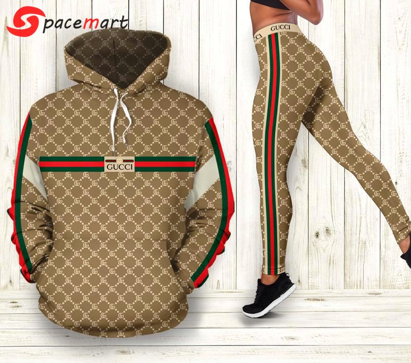 Gucci brown hoodie leggings luxury brand clothing clothes outfit for women 139 hcst 62 Hoodie Leggings Set