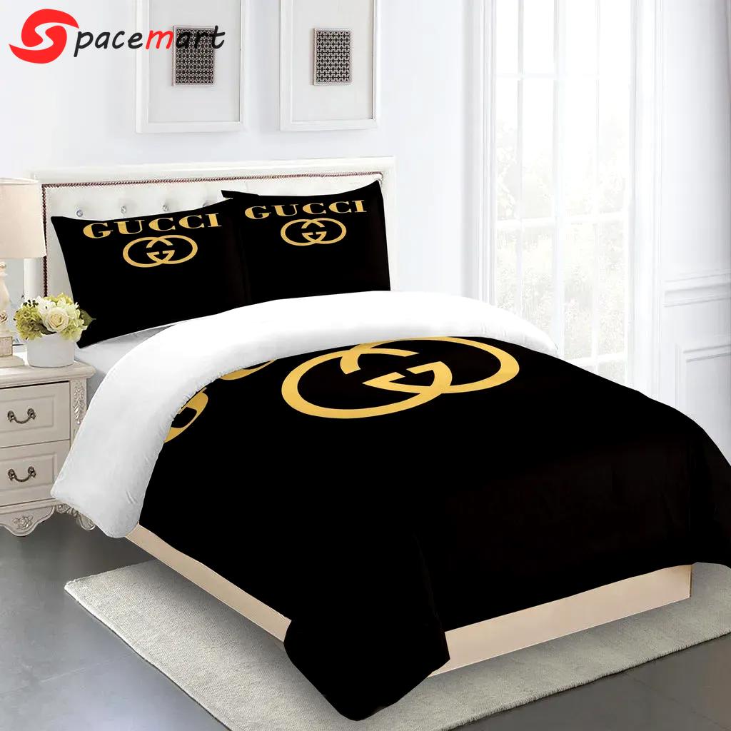 Gucci fashion logo limited luxury brand bedding sets, bedroom decor , thanksgiving decorations for home 21 best luxury bed sets gift thankgivings and christmas Bedding Sets