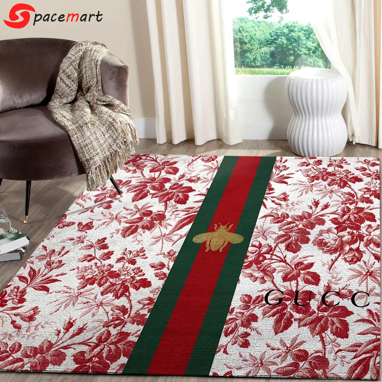 Gucci flower bee logo type 285. Upgrade Your Living Room with Luxury Home Decor: Area Carpets, Floor Decor, Door Mats, and Hot Gift Items with style a High-End Fashion Brand Rectangle Rug