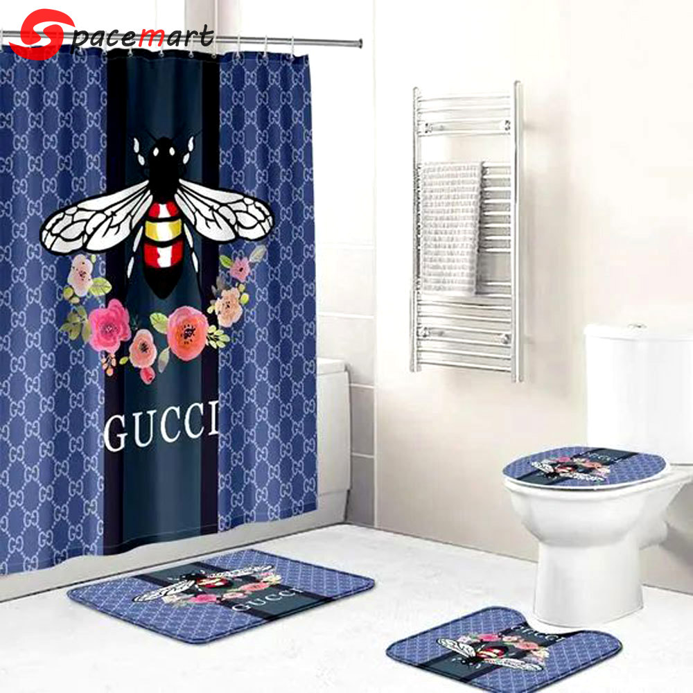 Gucci flower bee luxury fashion brand bath mat home decor hypebeast bathroom sets Bathroom Set