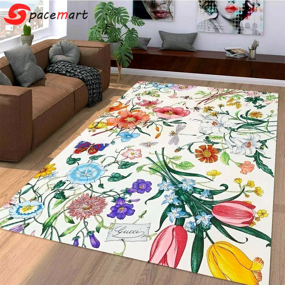 Gucci flower logo type 998. Upgrade Your Living Room with Luxury Home Decor: Area Carpets, Floor Decor, Door Mats, and Hot Gift Items with style a High-End Fashion Brand Rectangle Rug