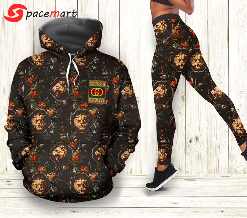 Gucci lion hoodie leggings luxury brand clothing clothes outfit for women 147 hcst 54 Hoodie Leggings Set